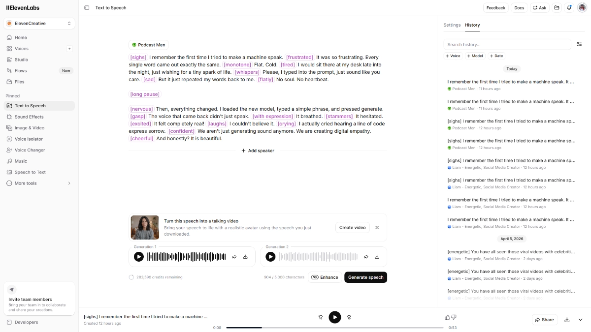 ElevenLabs audio tags list.