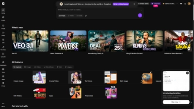 An all-in-one AI creative suite for generating and editing images, videos, and music. It uses the ImagineArt 1.5 Pro model to produce high-quality outputs with a single subscription.